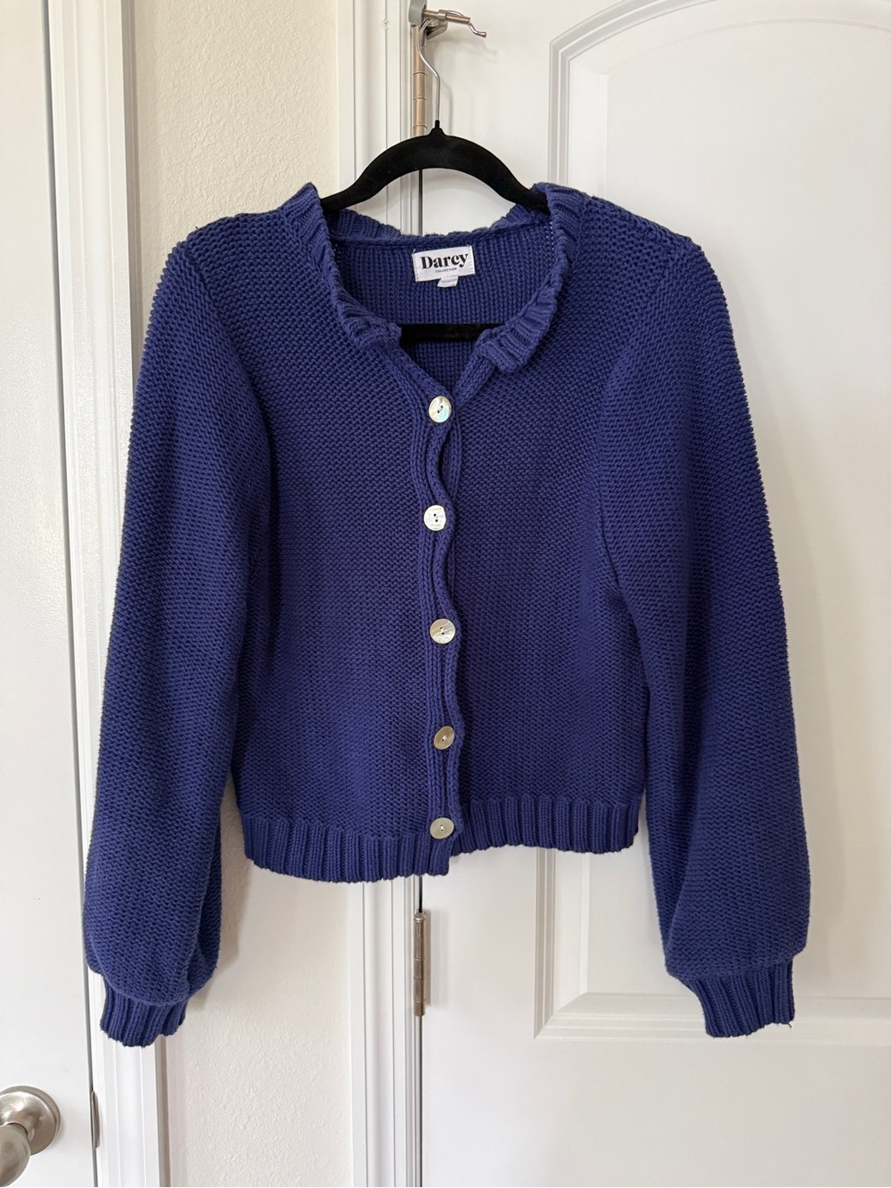 Darcy Collection Women's Navy Blue Button-Front Knit Cardigan Sweater